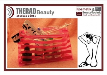 Kosmetik & Beauty Tasche 12 x 18 cm pink/klar