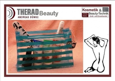 Kosmetik & Beauty Tasche 12 x 18 cm türkis/klar